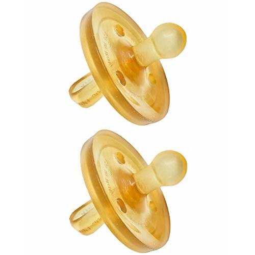 Simply Rubber Pacifiers - Shorter Nipple (Less Gagging) - Small Newborn (0-6 Months) - Breastfed Babies - Rounded/Cherry - Softer Natural Rubber - One-Piece - Handcrafted in Italy - 2 Pack