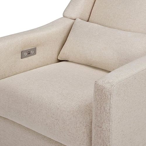 Babyletto Kiwi Electronic Power Recliner and Swivel Glider with USB Port in Performance Beach Eco-Weave, Water Repellent & Stain Resistant, Greenguard Gold and CertiPUR-US Certified