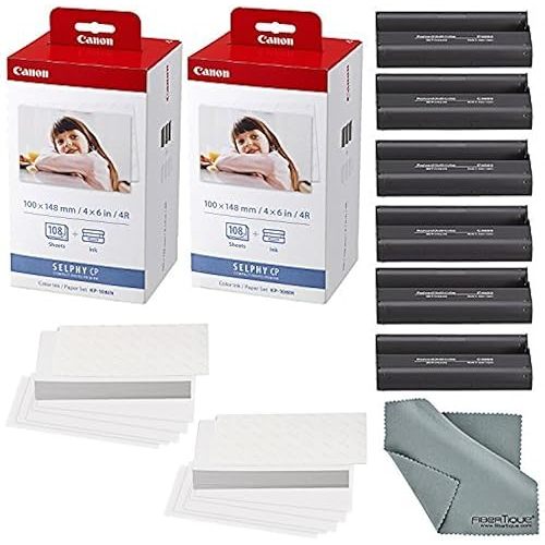 Canon KP-108IN Color Ink and Paper Set - Total of 216 Sheets and 6 Ink Cartridges