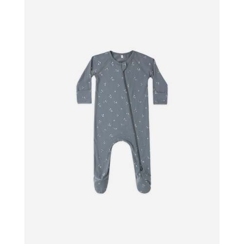 Bamboo Zip Footie Blue Floral