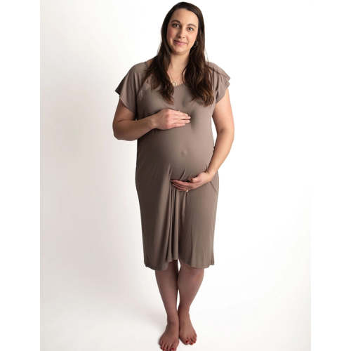 Cocoa Ribbed Labor & Delivery Gown