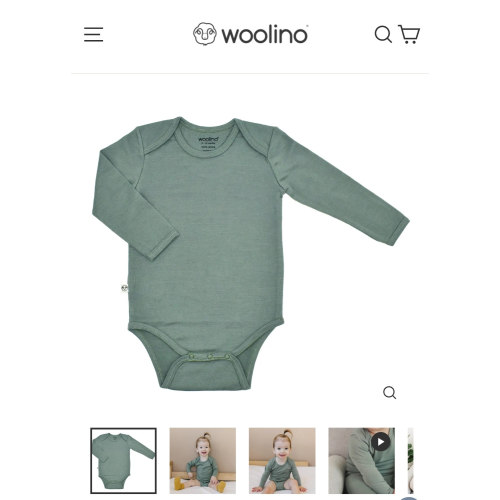 Baby Bodysuit, Long Sleeve, Merino Wool