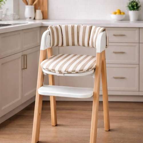 Mockingbird High Chair Cushion, Striped Waterproof Seat Pad, Baby High Chair Insert, Washable Cushion