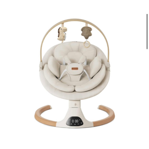Baby Swings for Infants, Monamii Baby Swing, Infant Swing with 5 Speeds, 10 Lullabies, Electric Swing for Baby, Indoor & Outdoor Use (Beige)