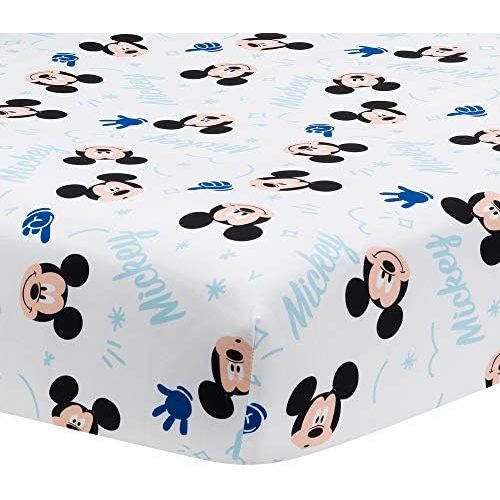 Lambs & Ivy Disney Baby Forever Mickey Mouse White Fitted Crib Sheet