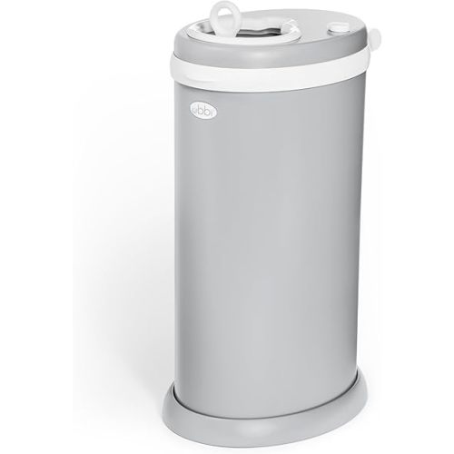 Ubbi Stainless Steel Diaper Pail, Odor Locking, No Special Bag Required, Award-Winning, Registry Must-Have, Matte Grey