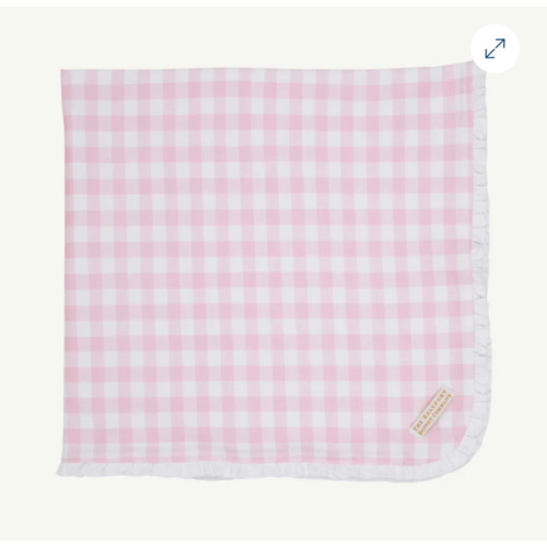 Baby Buggy Blanket - Palm Beach Pink Gingham with Worth Avenue White