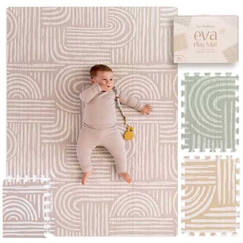 Baby Play Mat – Premium Foam Playmat for Babies & Toddlers, 67" x 48", Neutral Modern Look, Easy-Clean & Non-Toxic, Decor-Friendly Baby Floor Play Mat for Any Room. Co-Toddlery