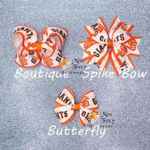 San Francisco Giants SF Baseball Hair Bow | Toddler Hair Bows | Girls Hair Bow | Baby Headband | Spike Bow | Butterfly | Sport Team Baseball