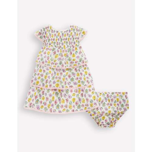 Tiered Woven Dress - Soft Ivory Rose | Boden USA