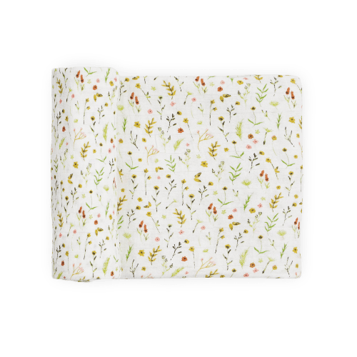 Organic Cotton Muslin Swaddle Blanket - Floral Field