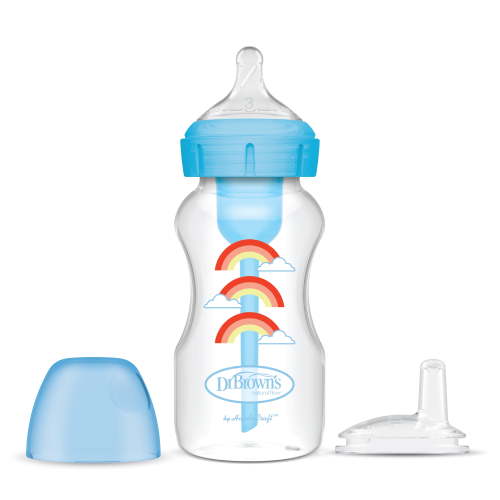 Dr. Brown's, Anti-Colic Sippy Bottle Starter Kit, 9oz/270ml, Blue