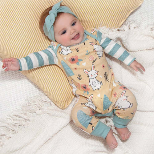 Sweet Bunny Garden Bamboo Romper – Newborn Easter Edition – Tesa Babe
