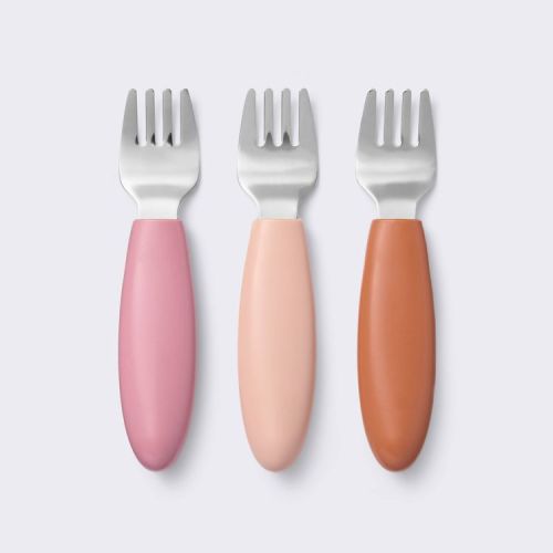 Stainless Steel Forks - 3pk - Pink/Rust - Cloud Island™: Baby Forks, 20% Recycled Plastic