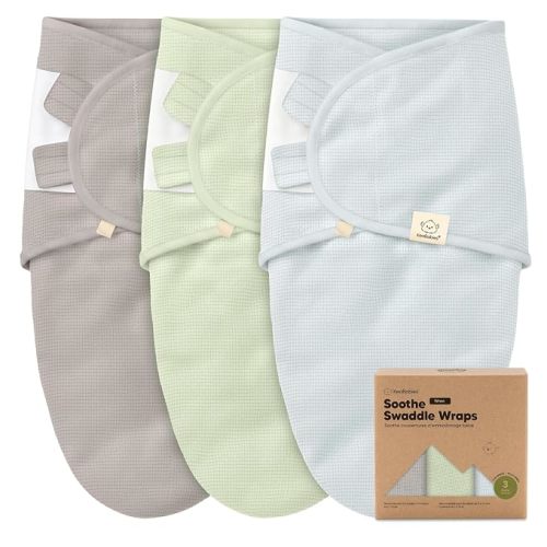 3-Pack Organic Swaddles for Newborns, Baby Sleep Sacks 0-3 Months - Baby Swaddle Wrap, Newborn Wearable Blanket, Infant Sleep Sack for Girls, Boys, Soft & Snug, Large Hook & Loop Closure (Ripple)