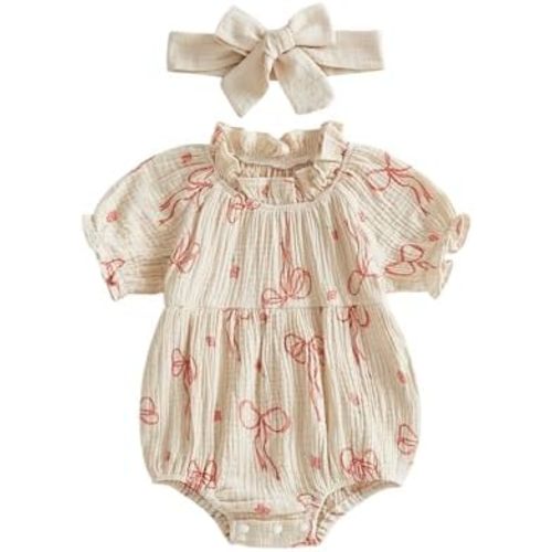 Newborn Baby Girl Clohtes Muslin Bubble Romper Summer Cute Vintage Ruffle Short Sleeve Infant Bodysuits Outfit