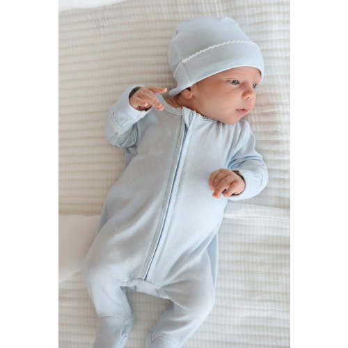 Picot Trim Bamboo Hat in Baby Blue | Caden Lane