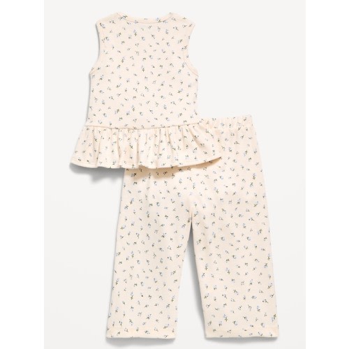 Sleeveless Ribbed Peplum Top and Pants Set for Baby