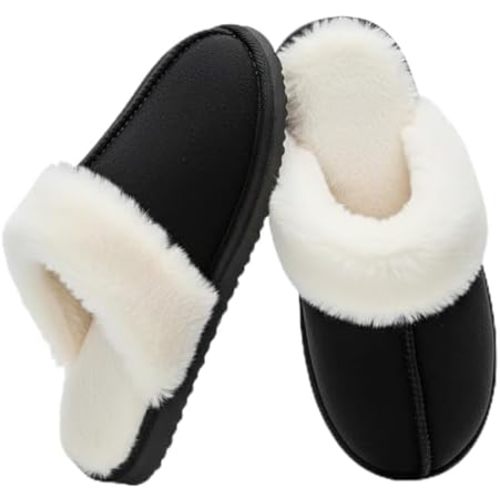 Fuzzy Slippers for Women Cozy Faux Fur House Shoes Memory Foam Slippers