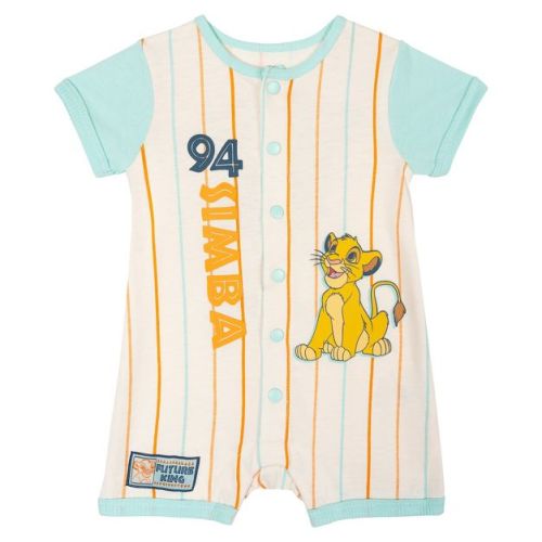 Disney Lion King Baby Boys' Printed Raglan Short Sleeve Jersey Coverall with Snap Closure Light Blue Simba 6-9 Months