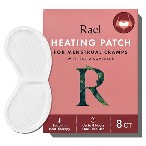 Rael Large Herbal Heating Patches, Feminine Period Care for Cramps (8 Ct) | Period Heating Pads for Cramp Care, Back, Stomach, Ultra Thin Design, for All Skin Types, Extra Coverage