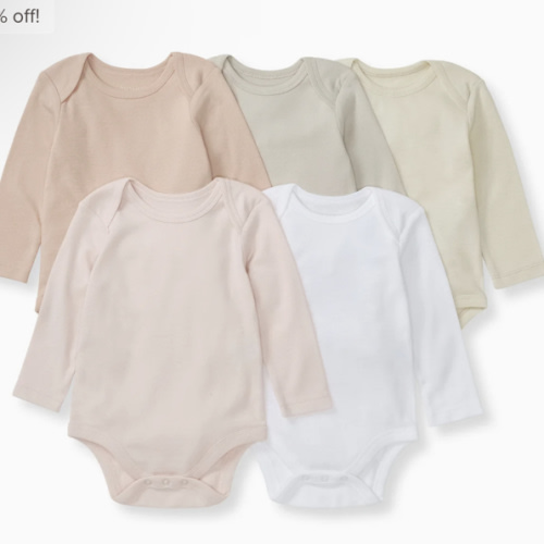Solid Organic Cotton Long Sleeve Baby Bodysuits 5 Pack - Pink Sand