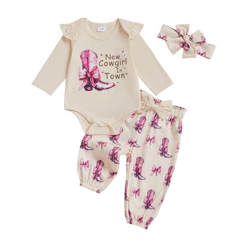Newborn Clothes For Girls Baby Western Romper Infant Cute Headband 3pcs Set