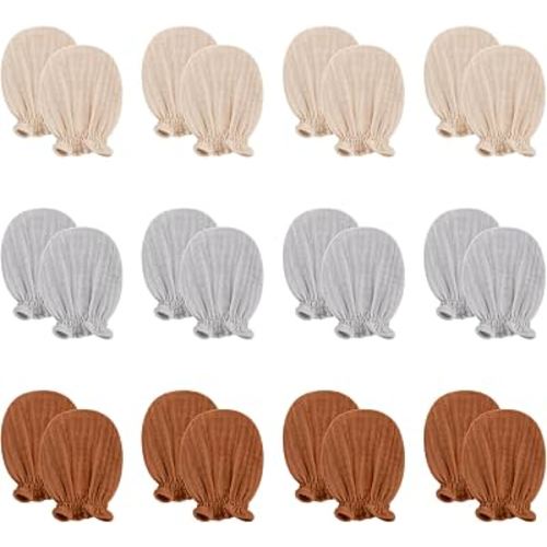 Pro Goleem Muslin Baby Mittens for Newborn, 100% Cotton No Scratch Soft Breathable Gloves for Boys and Girls 0-6 months