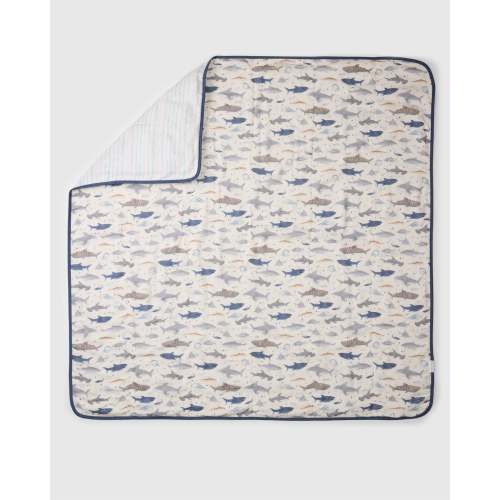 Muslin Quilt - Smiley Sharks
