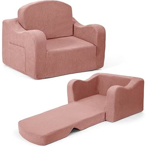 Airpanda Kids Sofa Chair, 2-in-1 Kids Couch, Fold Out Foam Sofa, Pink