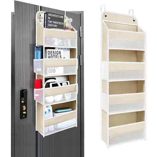 Over the Door Organizer 4 Shelves & 4 Side Pockets, Hanging Door Storage
