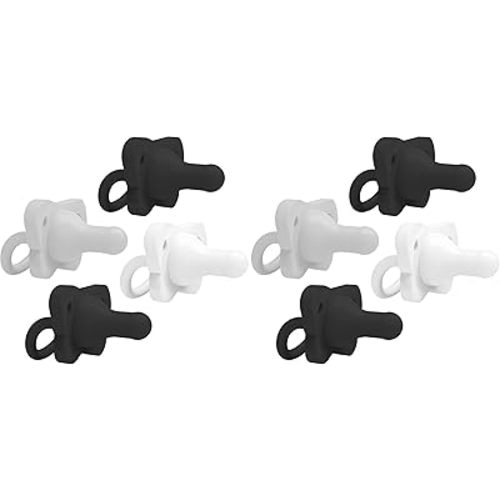 Dr. Brown's HappyPaci 100% Silicone Baby Pacifier, Contoured One-Piece Design, Gray, Black, White, 0-6m, BPA-Free, 8-Pack