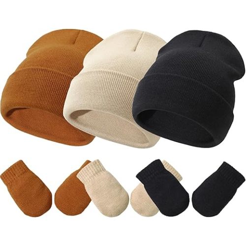 Baby Hats and Mittens Set Infant Toddler Beanie Caps Hospital Hat Set Newborn Gloves for Baby Boys Girls