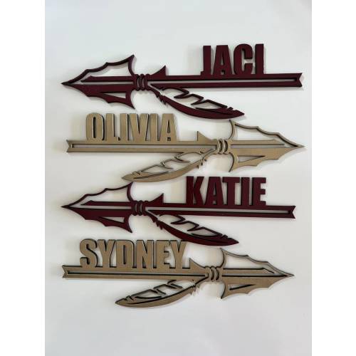 Custom Spear Name Tag – Personalized Arrow Wall Decor | Sports Team Spirit Gift | Laser Cut Name Sign