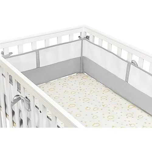 4 Pcs Mesh Crib Liner,Crib Padding for Sides, Full Size Cribs, Cover 4 Sides,Soft Anti-Collision Protection Pads-Grey