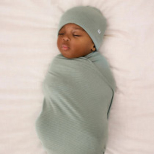 Little Sleepies Willow Ribbed Swaddle & Infant Beanie Set