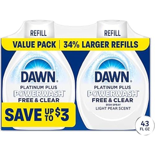 Dawn Powerwash Spray Refill, Dish Soap, Dishwashing Liquid, Free & Clear, 2 Refills, 43 Fl Oz