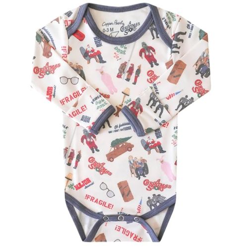 Copper Pearl Long Sleeve Bodysuit Baby: Ultra Soft Baby for Newborns, Boys, and Girls - Stylish, Comfortable, Overlap Shoulders, Premium Knit Fabric - Newborn, A Christmas Story