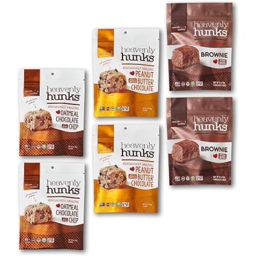 Heavenly Hunks Variety Pack 6oz Bags (6 Pack) - Oatmeal Chocolate Chip, Peanut Butter Chocolate & Brownie Bites