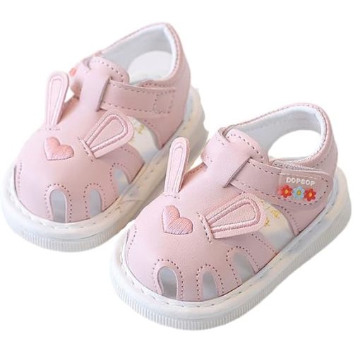 Baby Girl Squeaky Sandals Infant Shoes Non-Slip Toddler Flat Non Slip Close-Toe Soft Rubber Sole Sandals