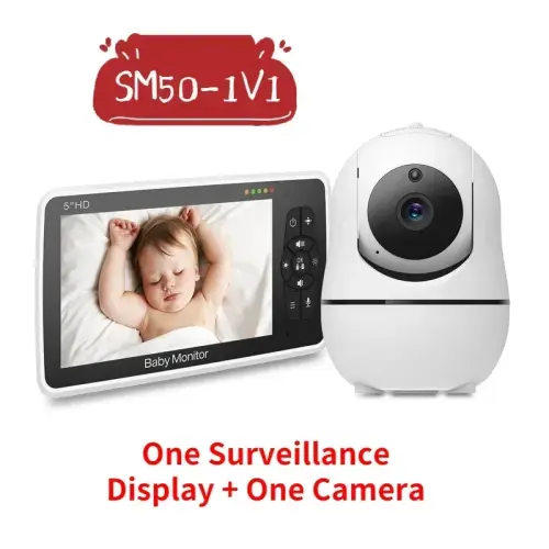 SM50 Baby Monitor 5 inch HD Rotating Baby Monitor Wireless Shaking Head Camera Night Vision Intercom Lullaby Baby Safety - AliExpress 13
