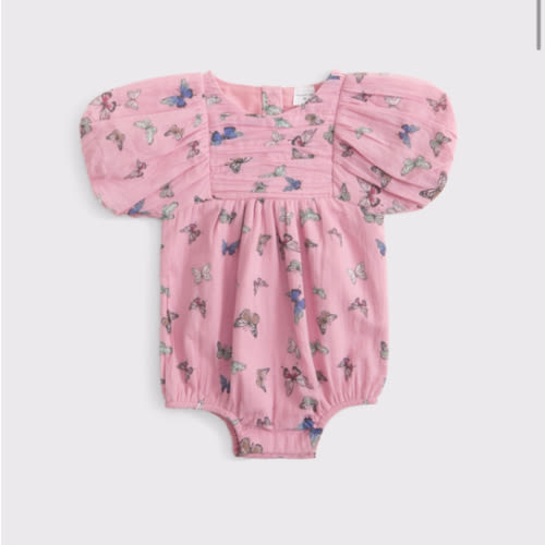 baby emerson bubble romper- pink butterfly