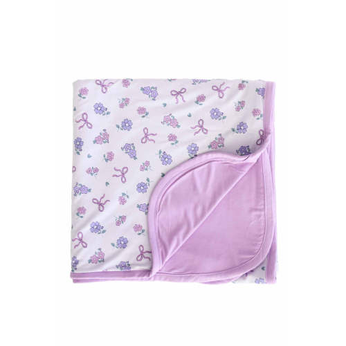 Ribbon & Roses Double Sided Bamboo Kids Blanket in Purple | Caden Lane