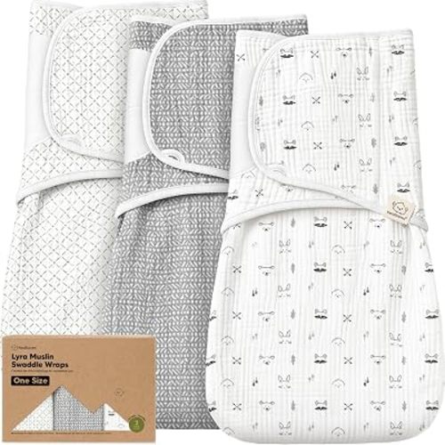 KeaBabies Muslin Baby Swaddles for Newborns, 3pk,100% Cotton (Nordic, OS)