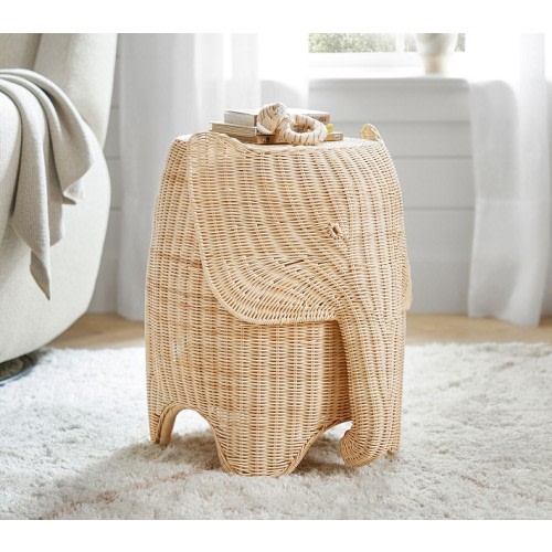 Rattan Elephant Side Table (22")