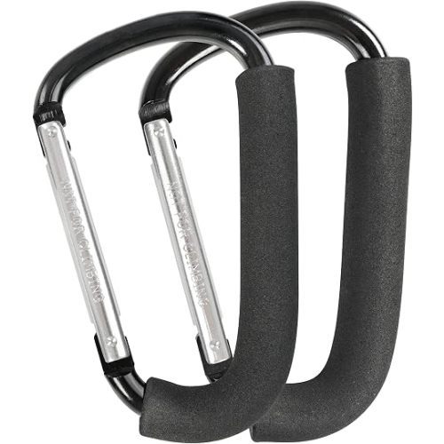 Stroller Hooks, 6.3" Large Stroller Clip, 2 Pack Stroller Hooks for Hanging Bags and Shopping, Stroller Accessories for Mommy, Large Carabiner