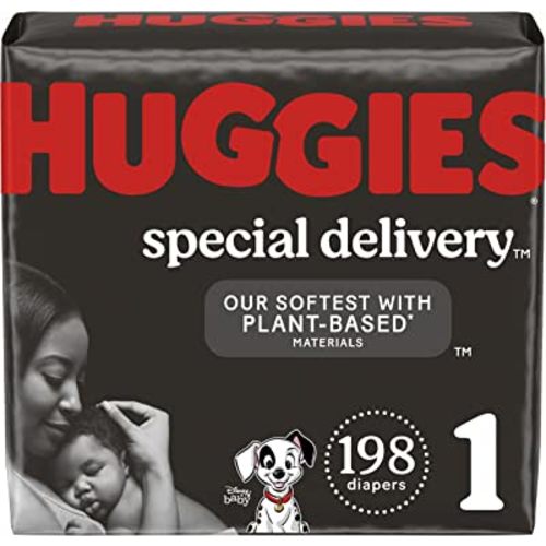 Hypoallergenic Baby Diapers Size 1 (8-14 lbs), Huggies Special Delivery Newborn Diapers, Fragrance Free, Safe for Sensitive Skin, 198 Ct