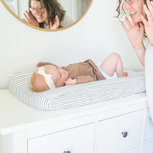 Organic Changing Pad Cover - Navy Stripes