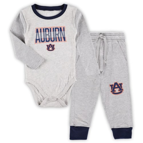 Auburn Tigers Wes & Willy Infant Jie Jie Long Sleeve Bodysuit & Pants Set - Heather Gray