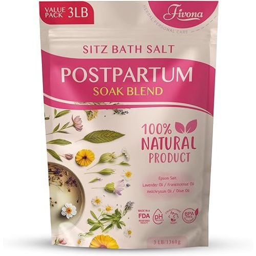 Postpartum Soak Blend 48oz - Sitz Bath Salt Natural Soaking Blend - Epsom Salt with Pure Essentials Oils for Soothing Postpartum Recovery, Large Value Pack, Perineal Care